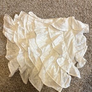Anthropologie Cream Ruffled Mini Skirt